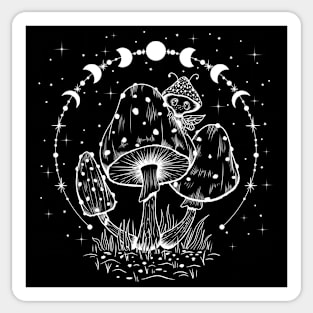 Mushroom Faerie with Moon Phases Sticker